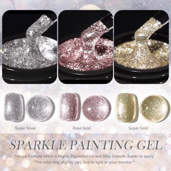 Born Pretty Sparkle Painting Gel 5ml - No.01 Super Silver - Image 3