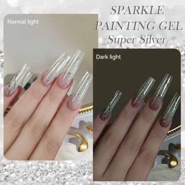 Born Pretty Sparkle Painting Gel 5ml - No.01 Super Silver - Image 2