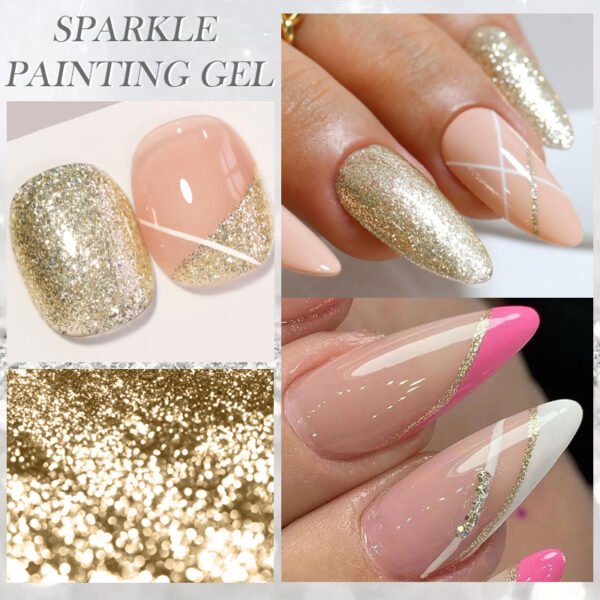 Born Pretty Sparkle Painting Gel 5ml - No.03 Super Gold - Image 2
