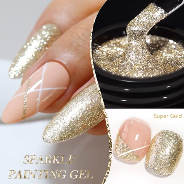 Born Pretty Sparkle Painting Gel 5ml - No.03 Super Gold - Image 3