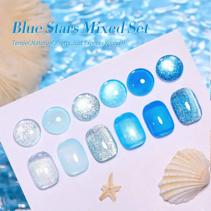 BORN PRETTY UV/LED gél lakk szett - Blue Stars - 6x7 ml