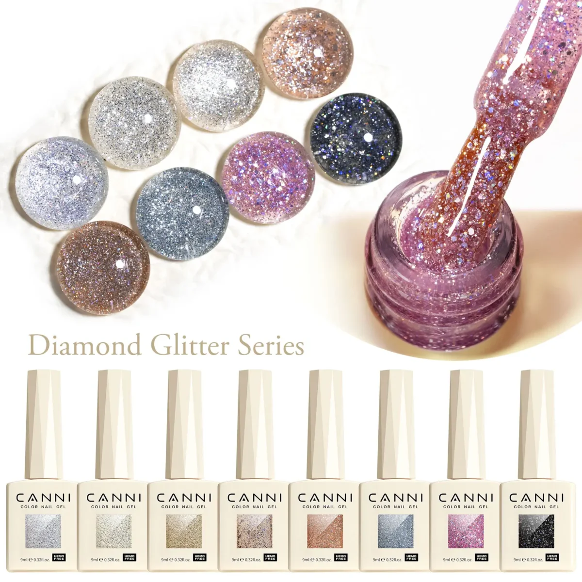 CANNI HEMA FREE szett 8x9ml - No.08 - Diamond Glitter Collection