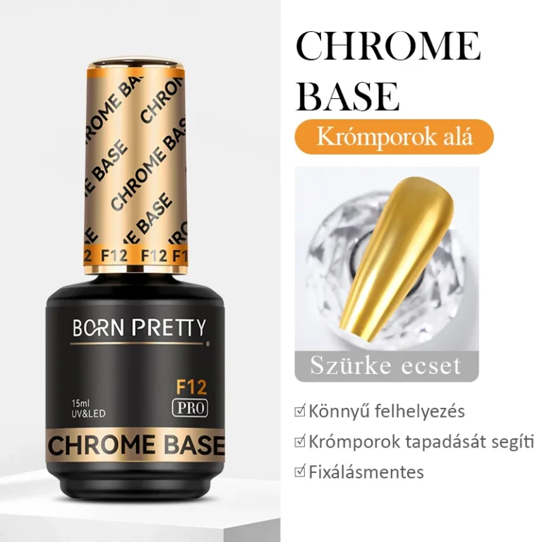 Born Pretty PRO - Chrome Base Top Coat 15 ml - fixálásmentes fényzselé