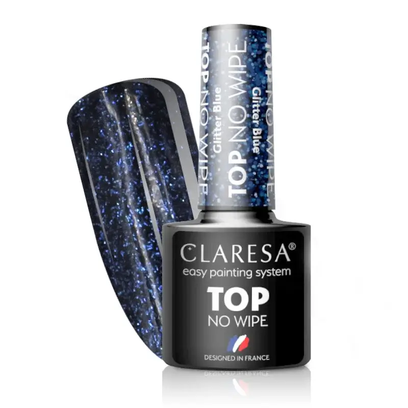 cla_top_glitter_blue CLARESA UV/LED No Wipe Top Coat - 5g - Glitter Blue