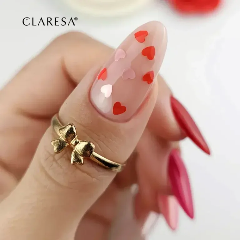 CLARESA UV/LED fixálásmentes LA LA LOVE Top Coat 5g - Szív flitterekkel dúsított