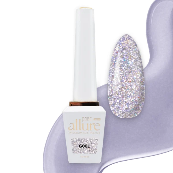 Allure G001 prémium ezüst csillámos effekt gél lakk - 10ml - Image 2