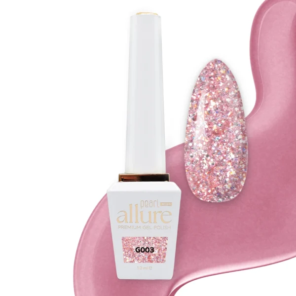 Allure G003 prémium rózsaszín csillámos effekt gél lakk - 10ml - Image 2